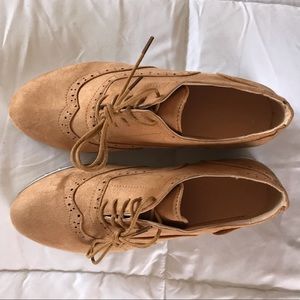 Nude suede women’s fashion shoe